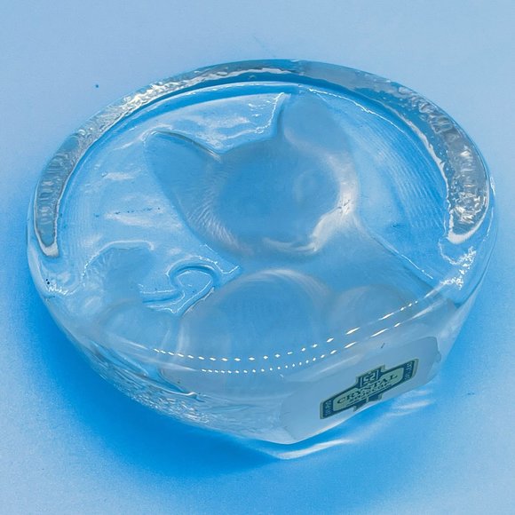 Vtg Lead Crystal Etched Paperweight Zajecar Yugoslavia Kitten Cat Ball of Yarn - Picture 7 of 9